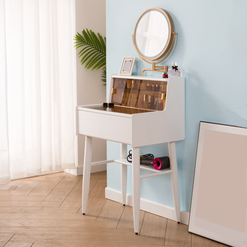 Brown Makeup Vanity Desk 54.33" High Vanity Tables with Drawer