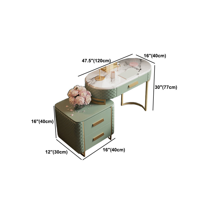 Green Makeup Vanity Desk 30.31" High Vanity Tables with 3 Drawer