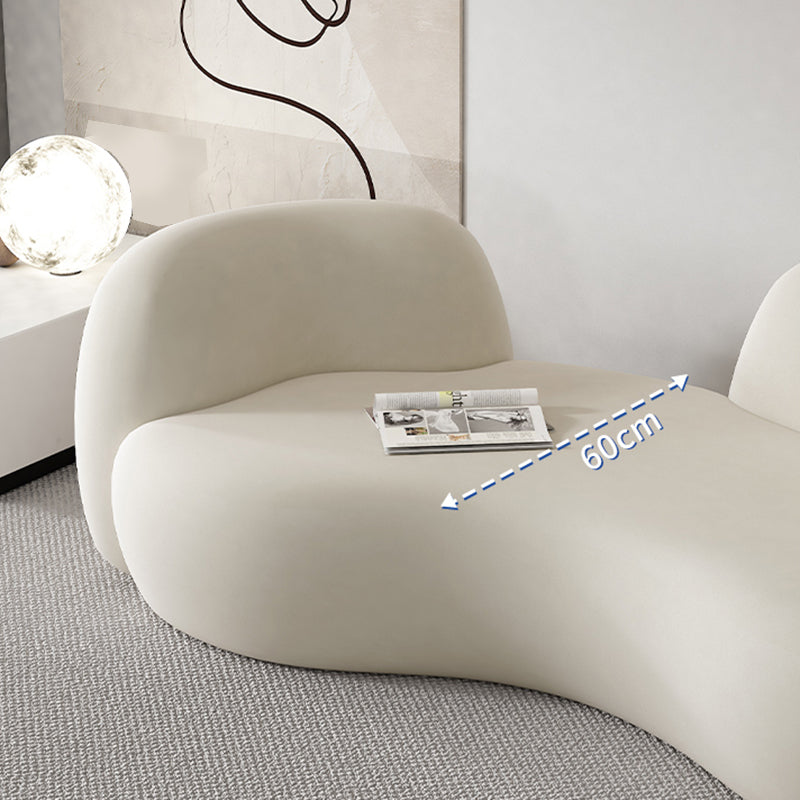 Contemporary White Microfiber 29.52" H Curved Tuxedo Arm Sofa