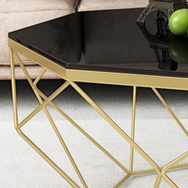 Frame Base Modern Cocktail Tabl Glass Top Coffee Table - 17.72" H