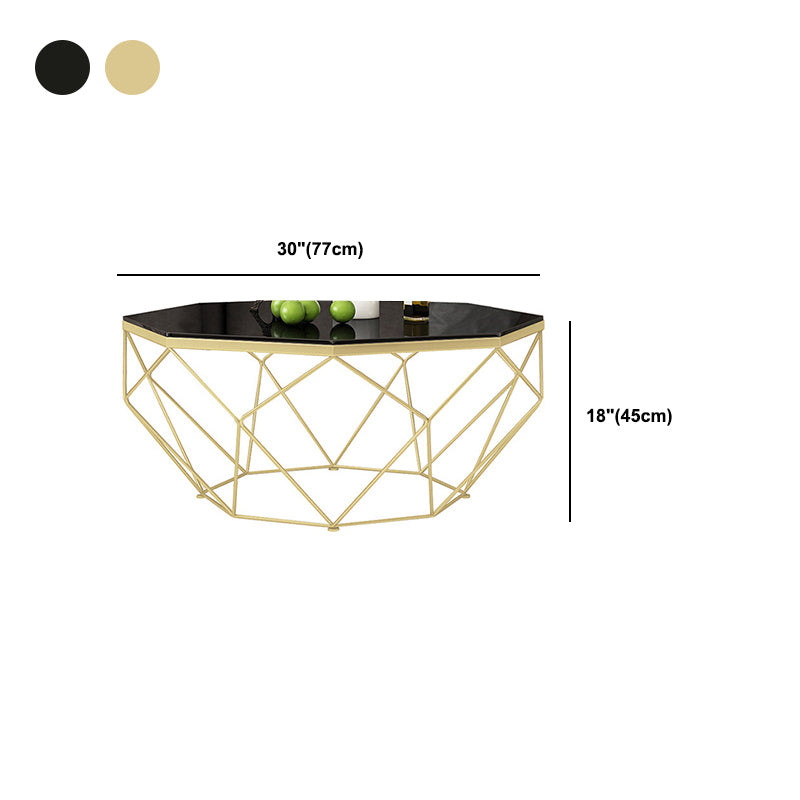 Frame Base Modern Cocktail Tabl Glass Top Coffee Table - 17.72" H