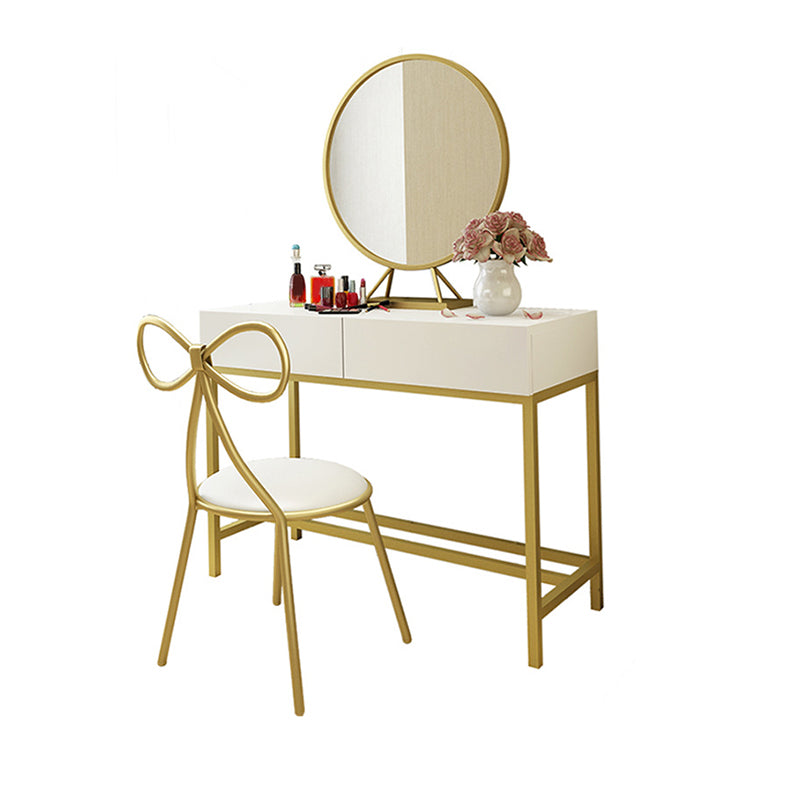 Bright White Makeup Vanity Desk 15.74" Wide Vanity Tables with 2 Storage Drawers