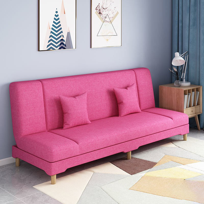 31.5 " H Contemporary Cotton Blend Armless Convertible Sleeper Sofa with 2 Pillows