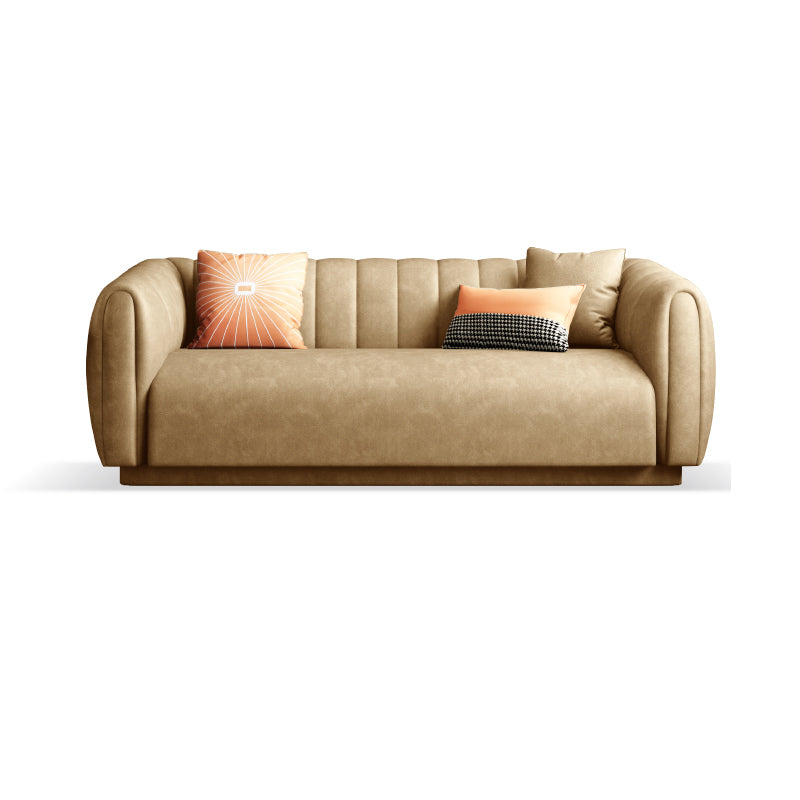 Contemporary 31.5" H Faux Leather Tuxedo Arm Sewn Pillow Back Sofa