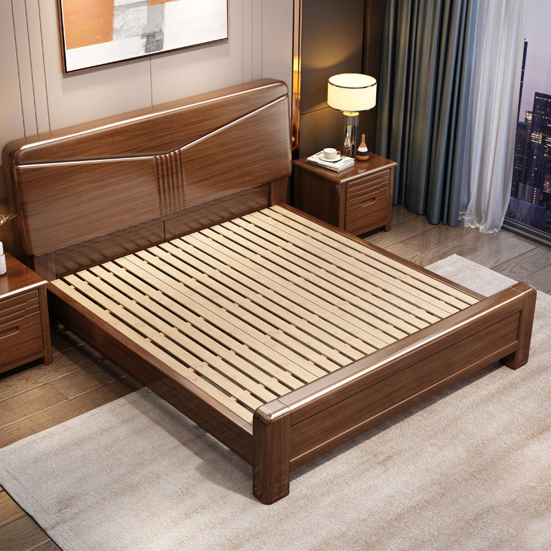 Traditional Panel Rectangular with Headboard Walnut Standard Bed