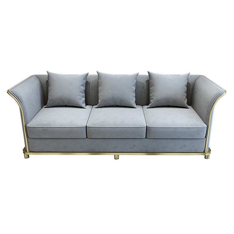 27.5" H Contemporary Velvet Tuxedo Arm Sofa with Pillows for Living Room