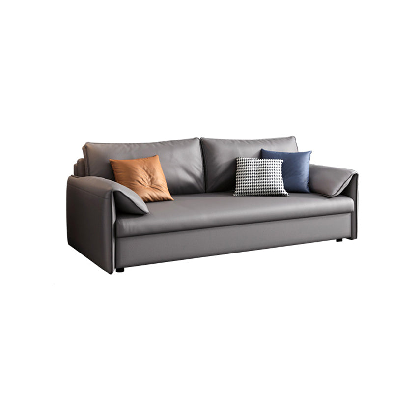 Contemporary Faux Leather Pillow Top Arm Sofa Bed for Living Room