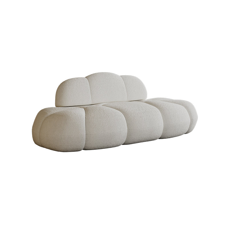 29.5" H Contemporary White Wool Sewn Pillow Back Armless Sofa for Apartment