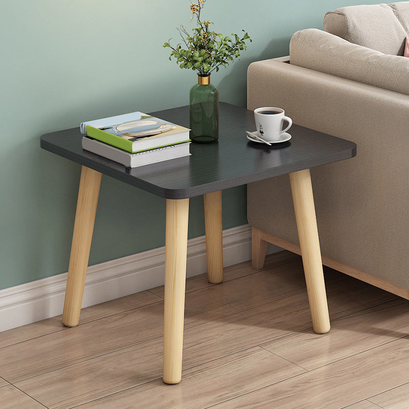 Contemporary Square End Table 4 Legs Solid Wood Side Table, 16.5" Tall