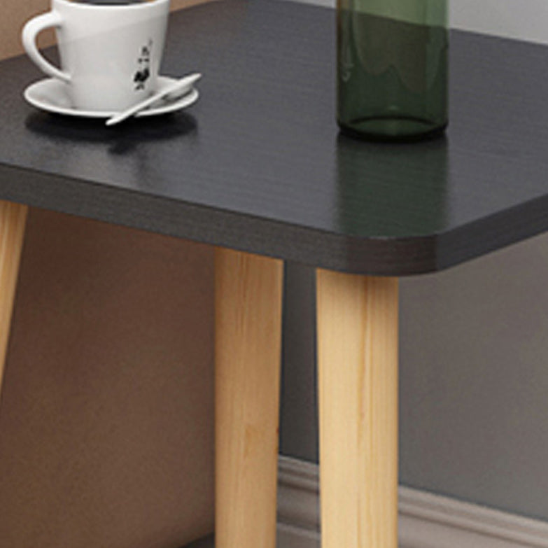 Contemporary Square End Table 4 Legs Solid Wood Side Table, 16.5" Tall
