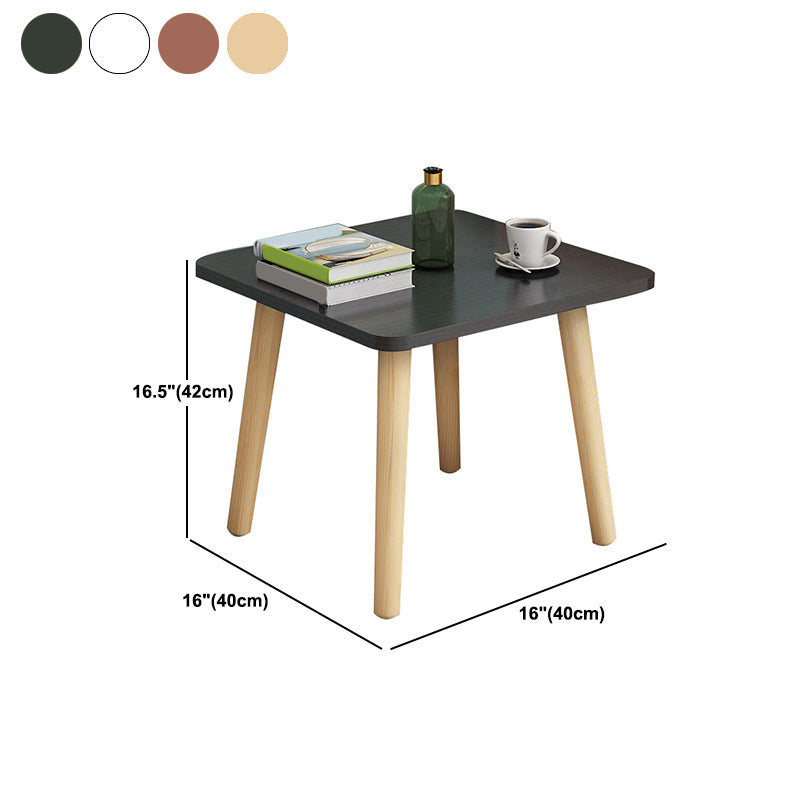 Contemporary Square End Table 4 Legs Solid Wood Side Table, 16.5" Tall
