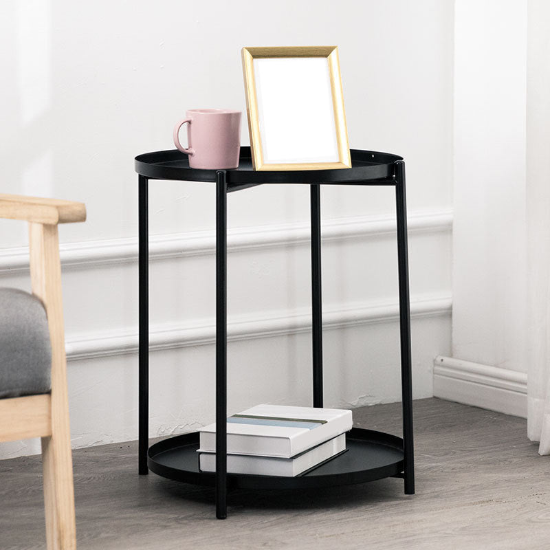 Tray Top Cross Legs End Table Contemporary Round Side End Table