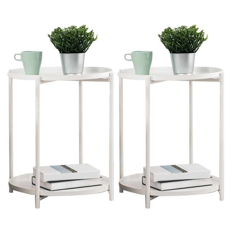 Tray Top Cross Legs End Table Contemporary Round Side End Table