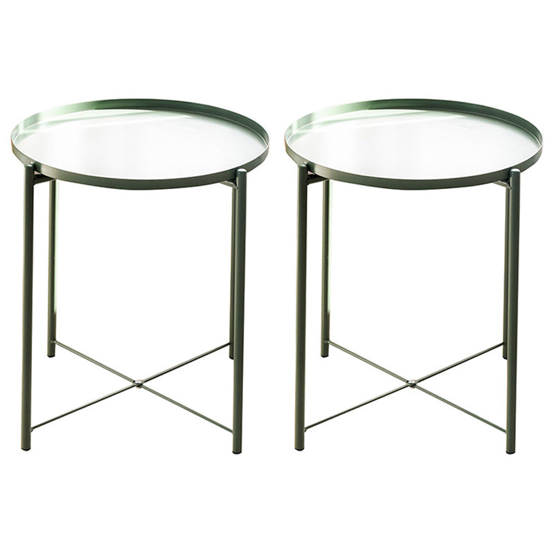 Tray Top Cross Legs End Table Contemporary Round Side End Table