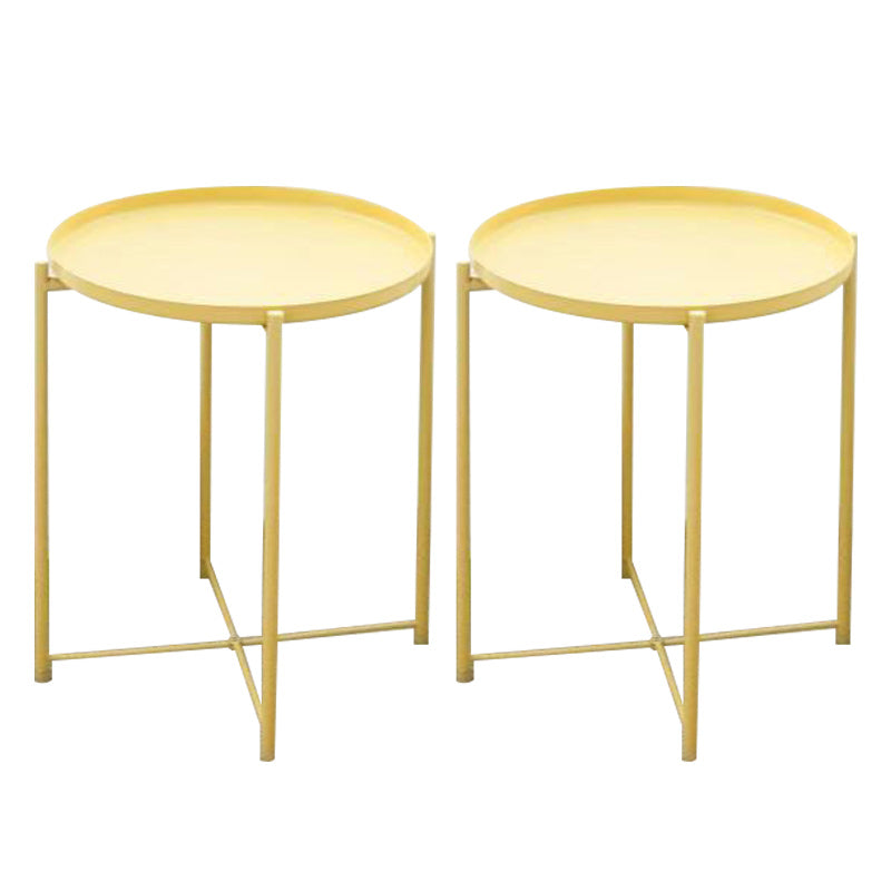 Tray Top Cross Legs End Table Contemporary Round Side End Table
