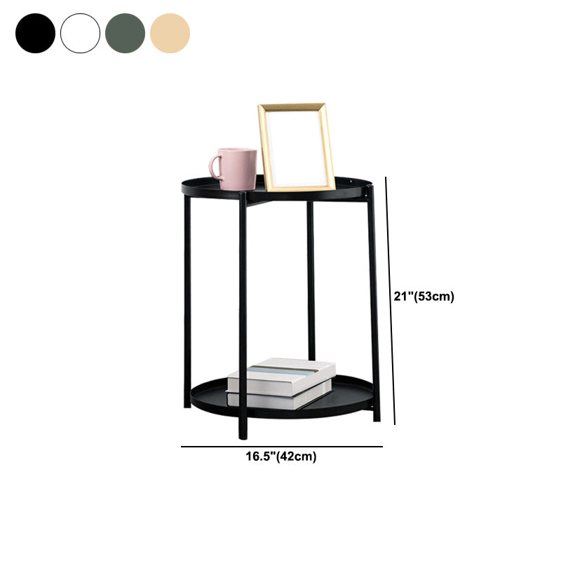 Tray Top Cross Legs End Table Contemporary Round Side End Table