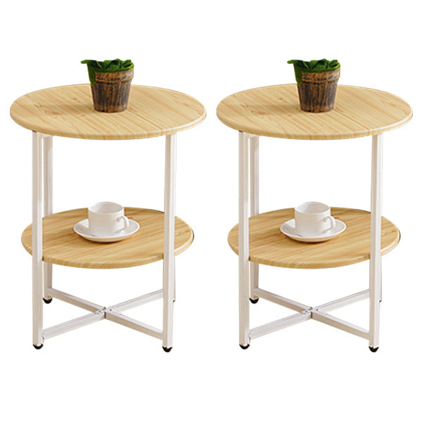 Contemporary Cross Legs End Table Round Double Tier End Table