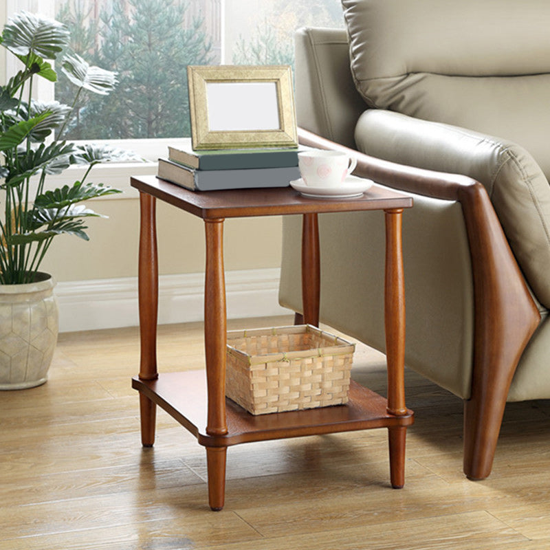 Modernistic Solid 4 Legs Wood End Table Rectangular Side Table