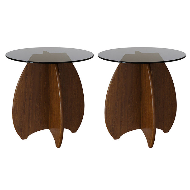 Contemporary Style Side End Table Solid Wood Sofa Side Accent Table Round Side End Table