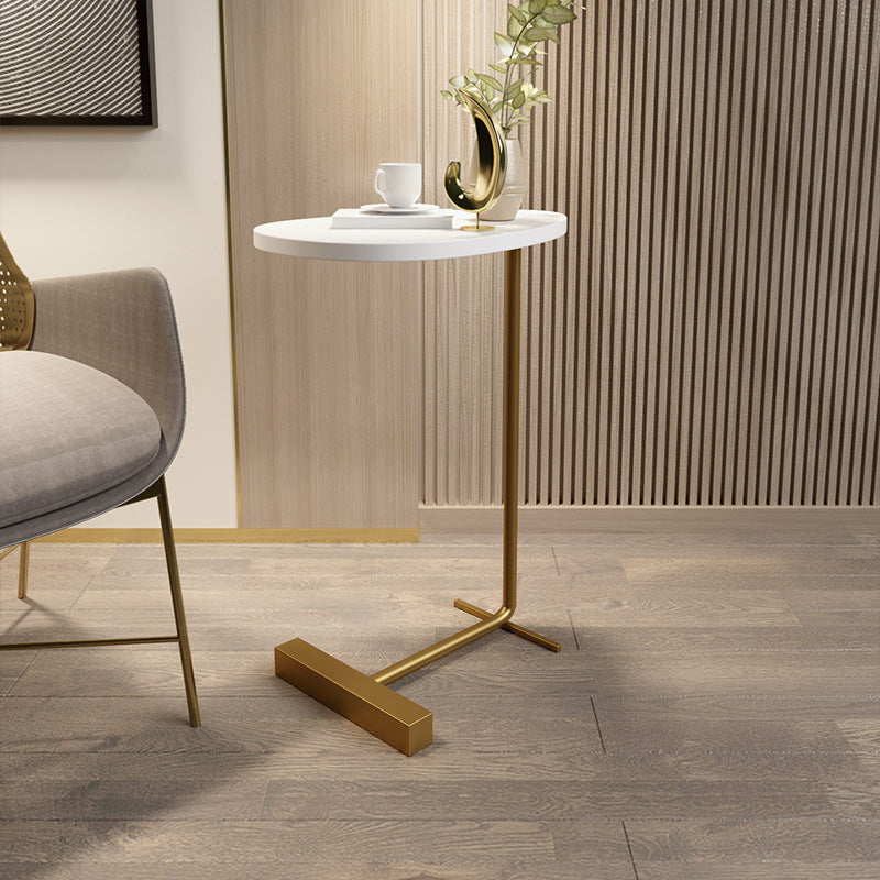 Modernistic Metal C Side Table Geometric Side End Table with Marble Top