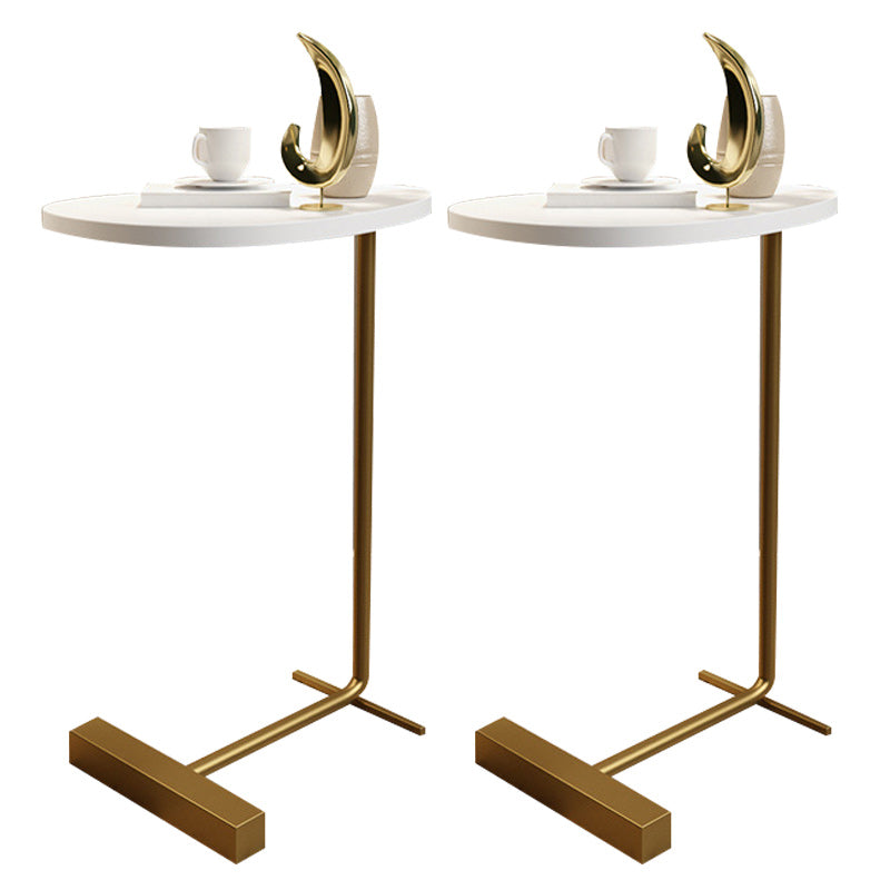 Modernistic Metal C Side Table Geometric Side End Table with Marble Top