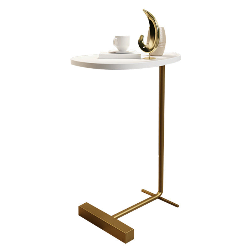 Modernistic Metal C Side Table Geometric Side End Table with Marble Top