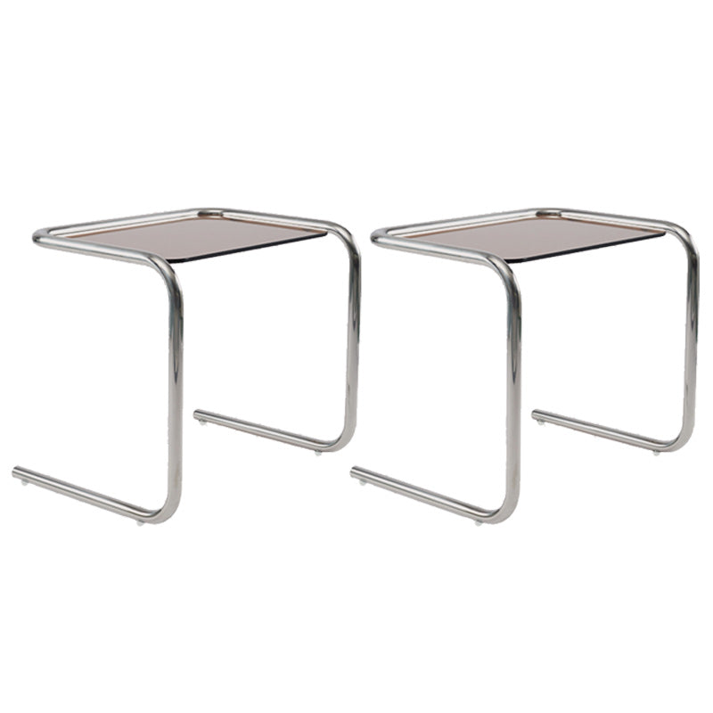 Modernistic Glass Top Corner Table Metal C Side Table for Living Room