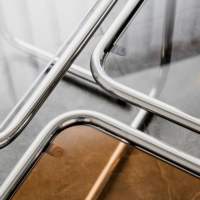 Modernistic Glass Top Corner Table Metal C Side Table for Living Room