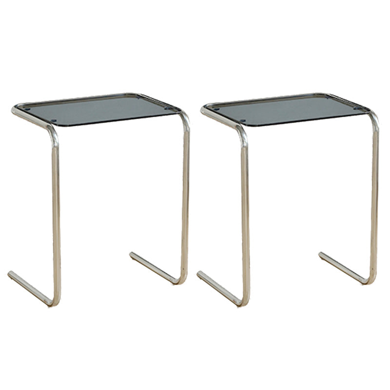 Modernistic Glass Top Corner Table Metal C Side Table for Living Room