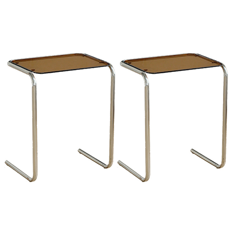 Modernistic Glass Top Corner Table Metal C Side Table for Living Room