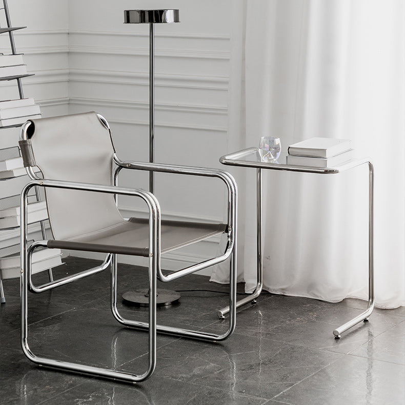 Modernistic Glass Top Corner Table Metal C Side Table for Living Room