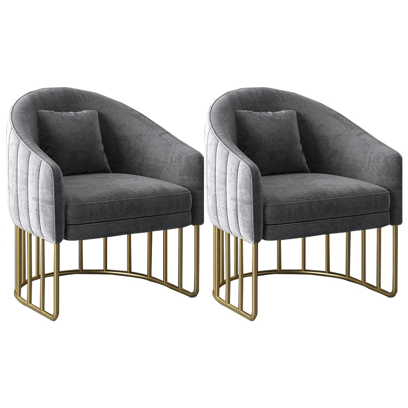 Velvet Barrel Accent Chair 27.55" Wide Arms  Included Chair with Golden Legs