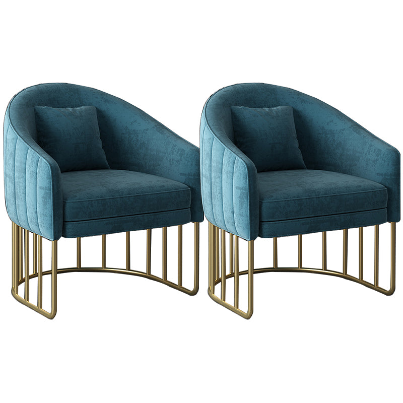 Velvet Barrel Accent Chair 27.55" Wide Arms  Included Chair with Golden Legs