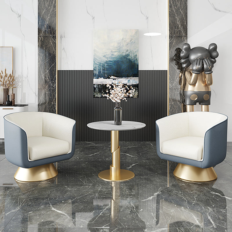 25.59" Wide Barrel Chair Faux Leather Arms Included Chair for Living Room