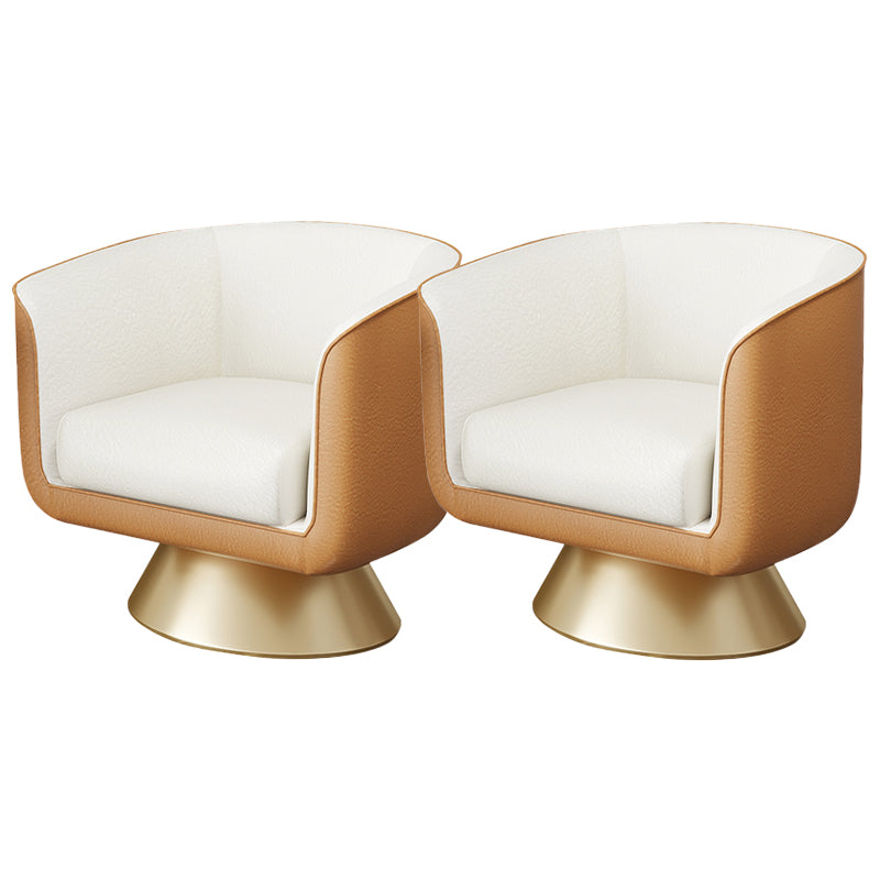 25.59" Wide Barrel Chair Faux Leather Arms Included Chair for Living Room