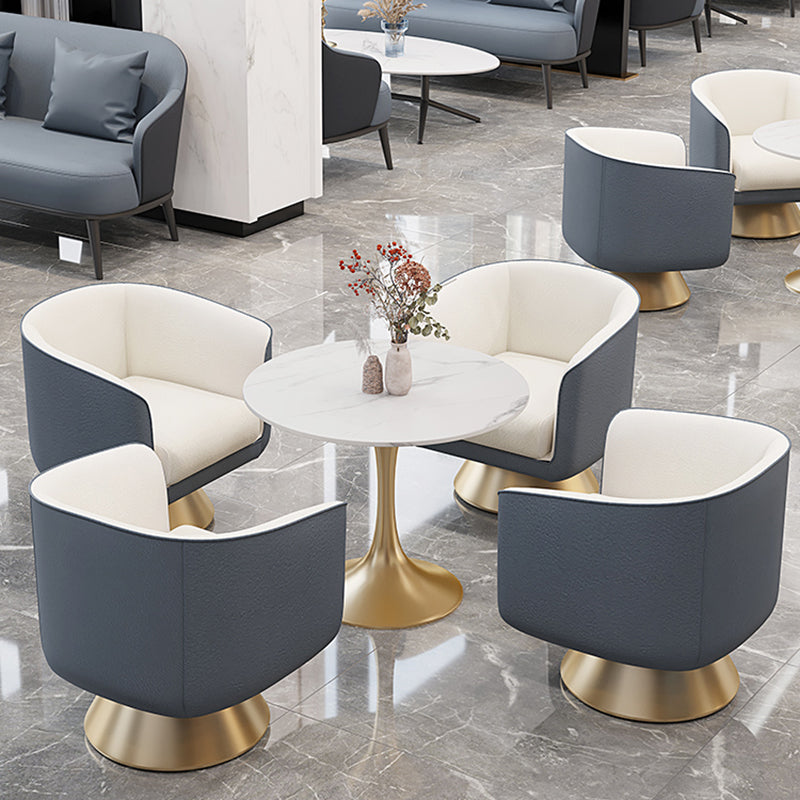 25.59" Wide Barrel Chair Faux Leather Arms Included Chair for Living Room