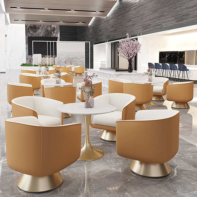 25.59" Wide Barrel Chair Faux Leather Arms Included Chair for Living Room