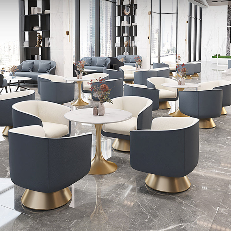 25.59" Wide Barrel Chair Faux Leather Arms Included Chair for Living Room