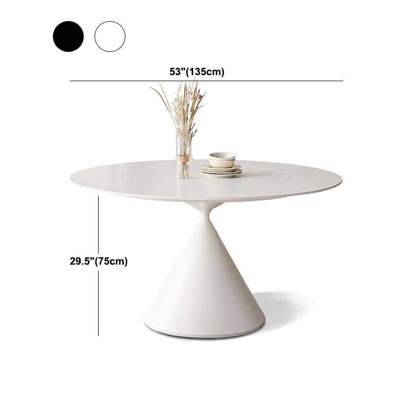 Round Stone Dining Table Modern White-black Furniture with Pedestal Base for Home