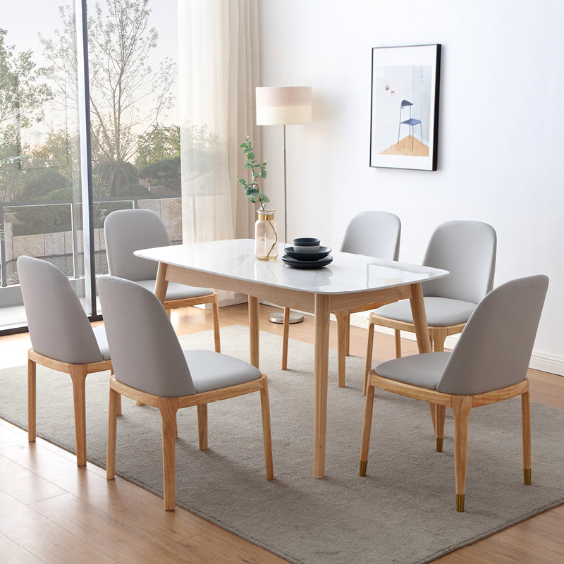 Stone Dining Table Traditional Luxury Dining Table with Solid Wood Base