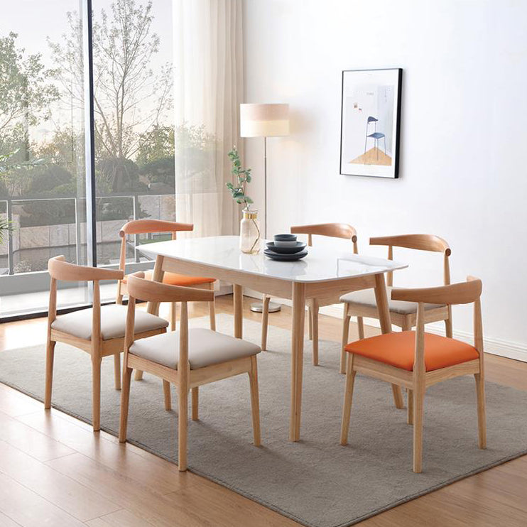 Stone Dining Table Traditional Luxury Dining Table with Solid Wood Base