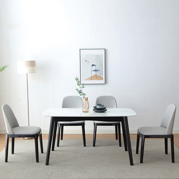 Stone Dining Table Traditional Luxury Dining Table with Solid Wood Base