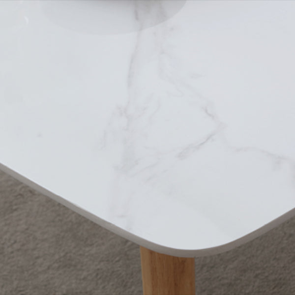 Stone Dining Table Traditional Luxury Dining Table with Solid Wood Base