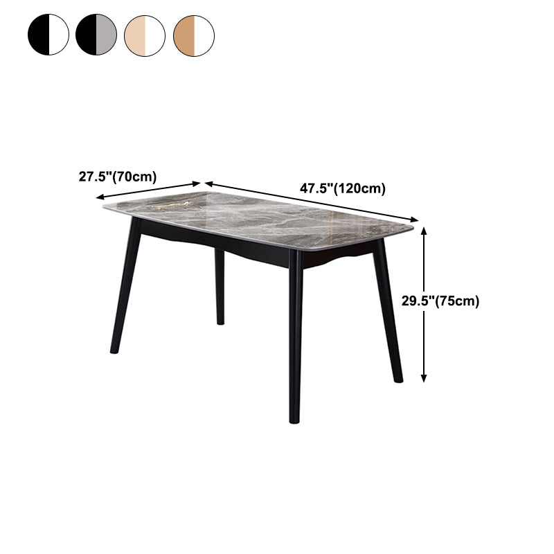 Stone Dining Table Traditional Luxury Dining Table with Solid Wood Base