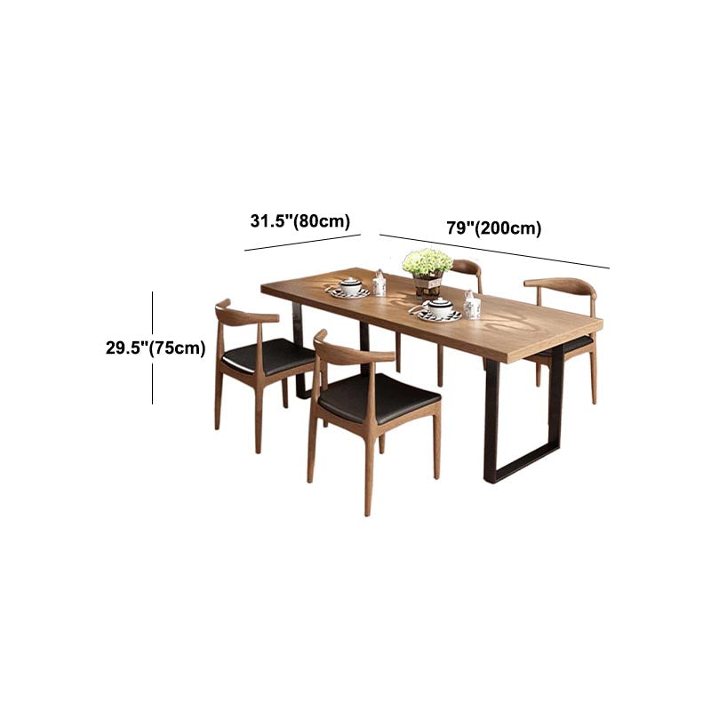 Rectangular Solid Wood Restaurant Dining Table Modern Brown Furniture with Double Pedestal