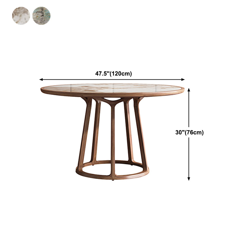 Round Dining Table Modern Wood Pedestal Base Dining Table for Kitchen