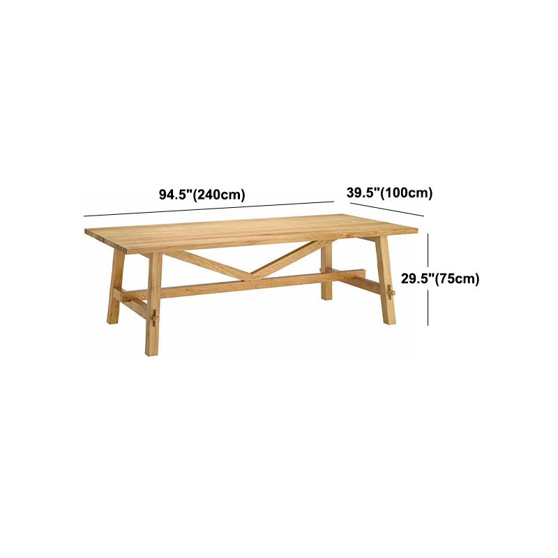 Rectangular Trestle Base Dining Table Modern Solid Wood Natural Furniture for Restaurant