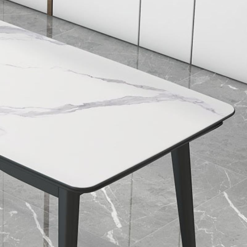 Rectangular Sintered Stone Dining Table Luxury 4 Legs Furniture in Matte Finish for Home