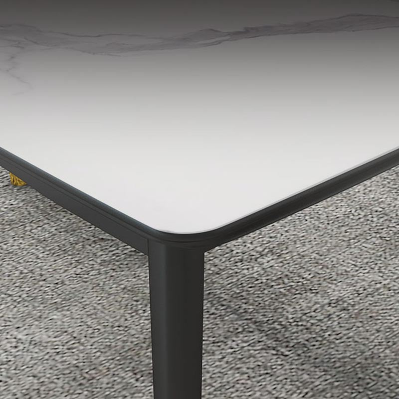 Rectangular Sintered Stone Dining Table Luxury 4 Legs Furniture in Matte Finish for Home