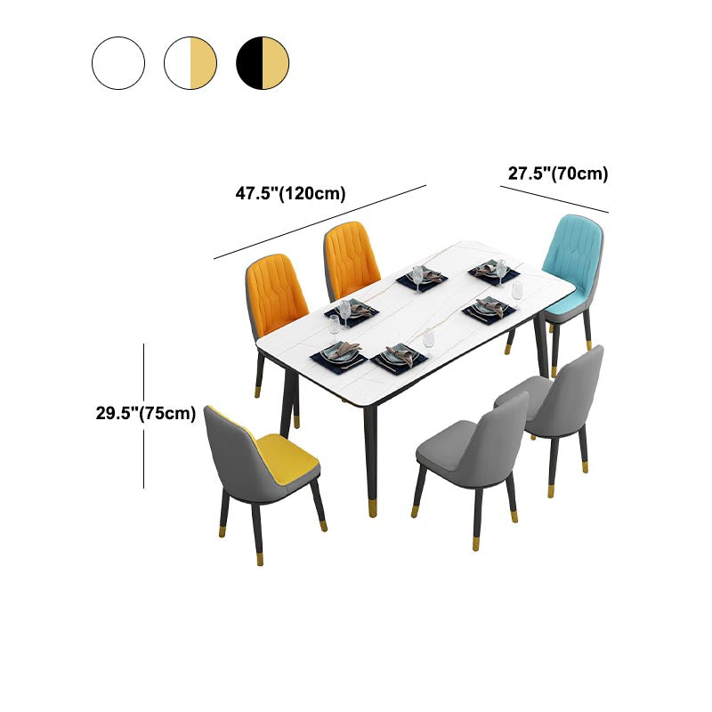 Rectangular Sintered Stone Dining Table Luxury 4 Legs Furniture in Matte Finish for Home